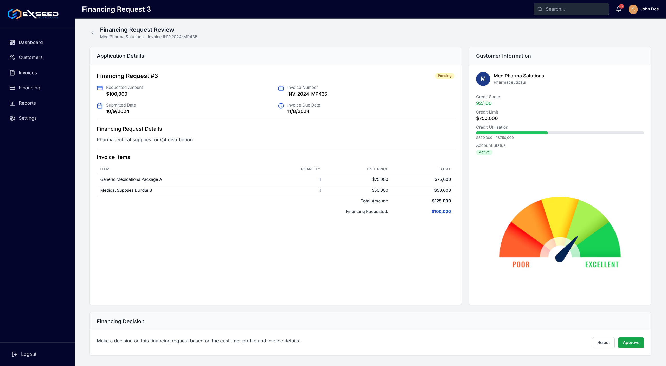 Exseed Credit Scoring Engine Dashboard